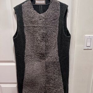 Gray Sleeveless Shearling Vest